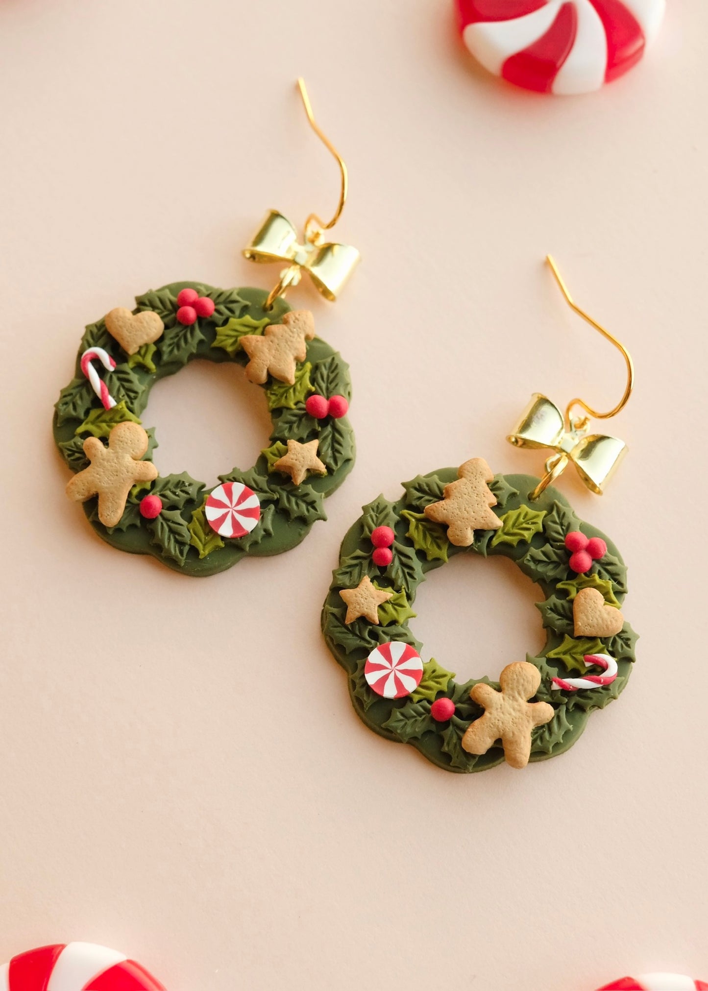 Gingerbread Wreath Earrings