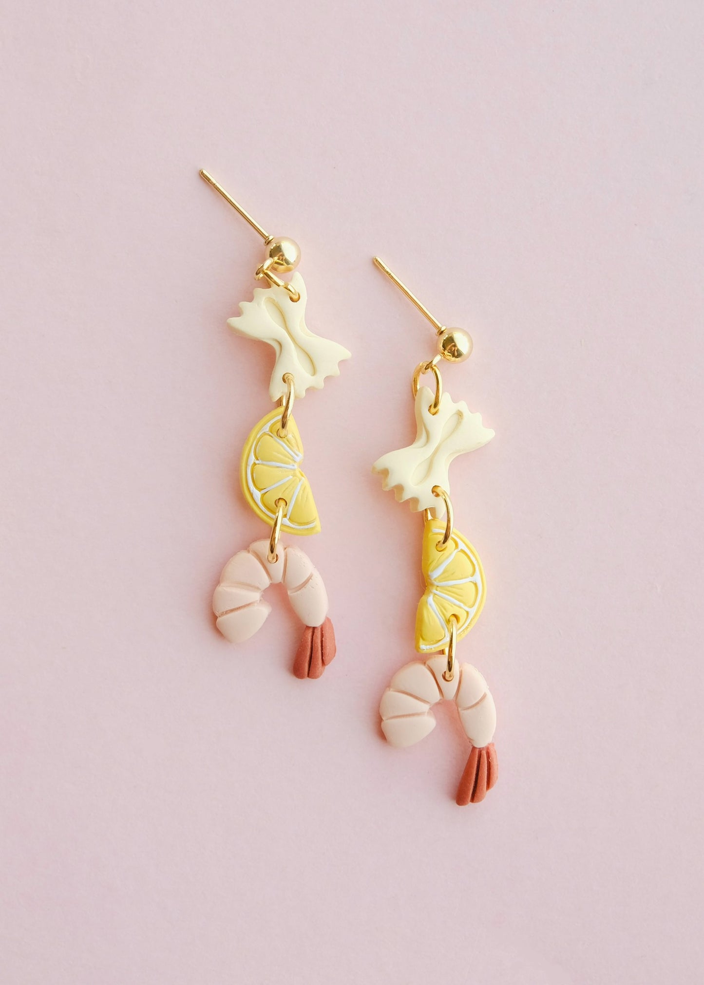 Shrimp Pasta Dangle Earrings