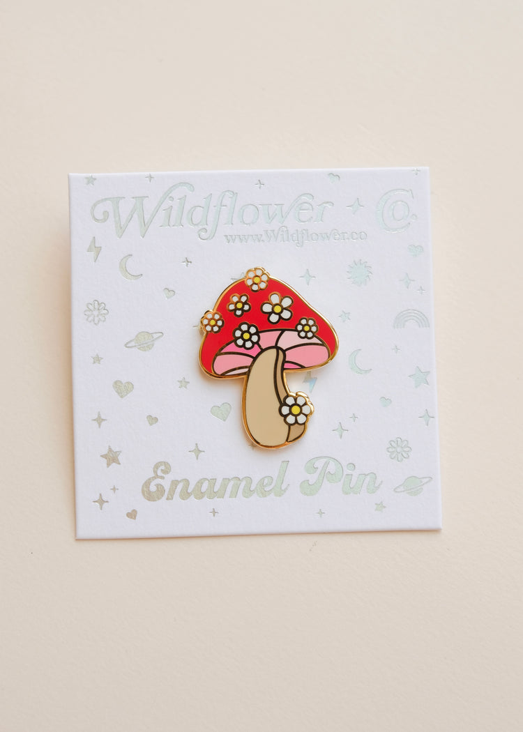 Daisy Mushroom Enamel Pin