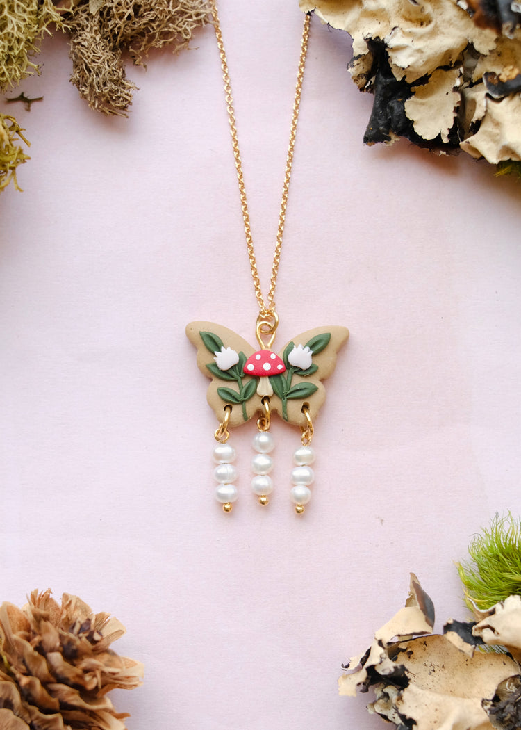 Mushroom Butterfly Necklace