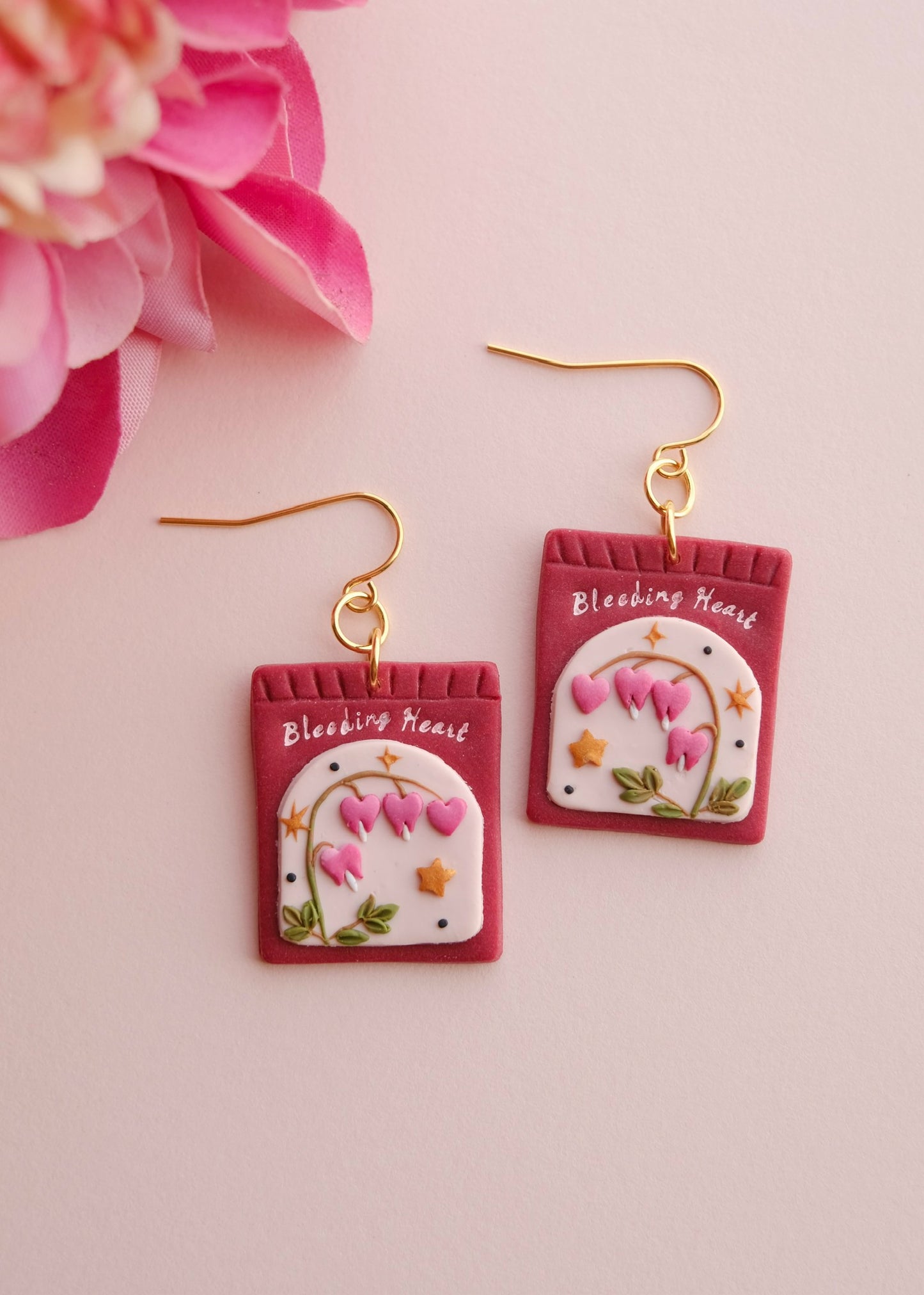 Bleeding Heart Seed Packet Earrings