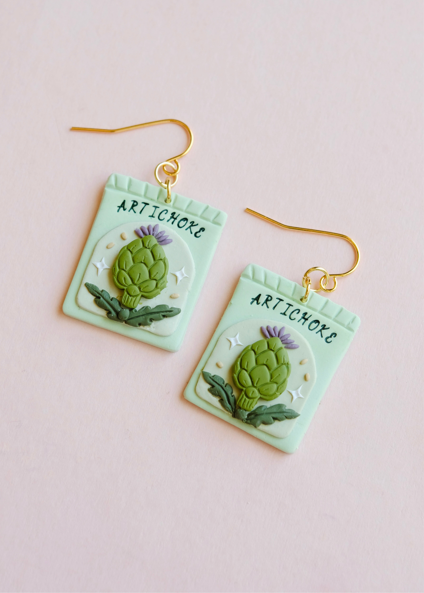 Artichoke Seed Packet Earrings