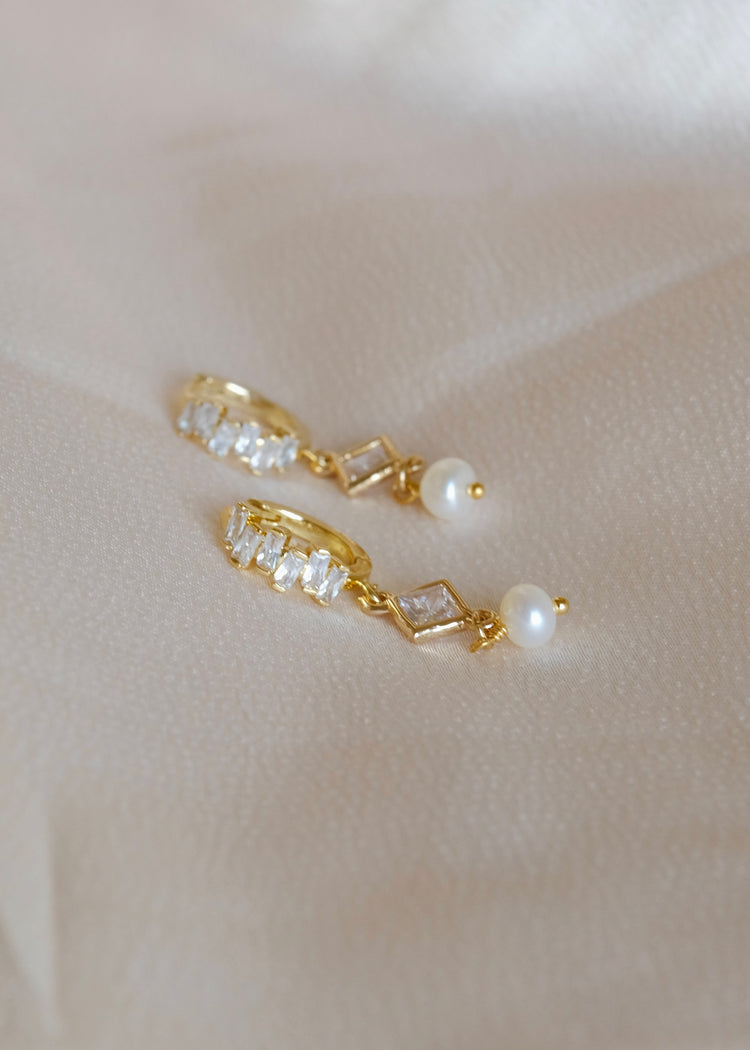 Art Deco Pearl Huggies