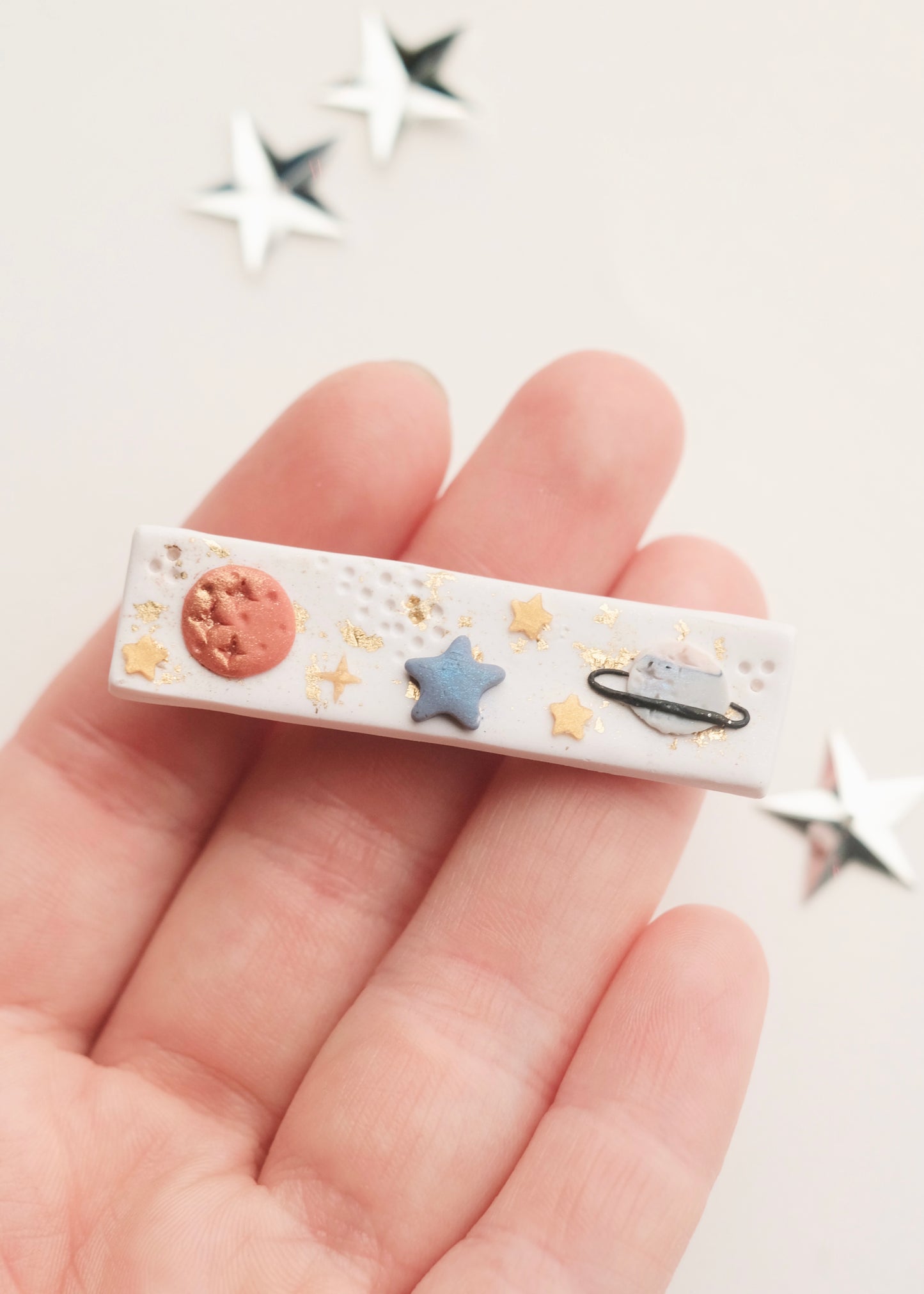 Whimsical polymer clay gold jewelry and goods for sale | Handmade and curated in Phoenix, Arizona by Meghan | Cottage core aesthetic jewelry
