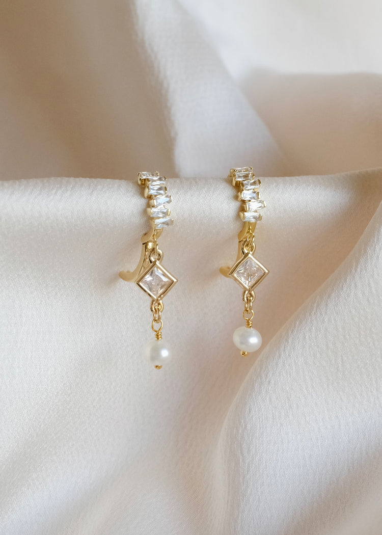 Art Deco Pearl Huggies