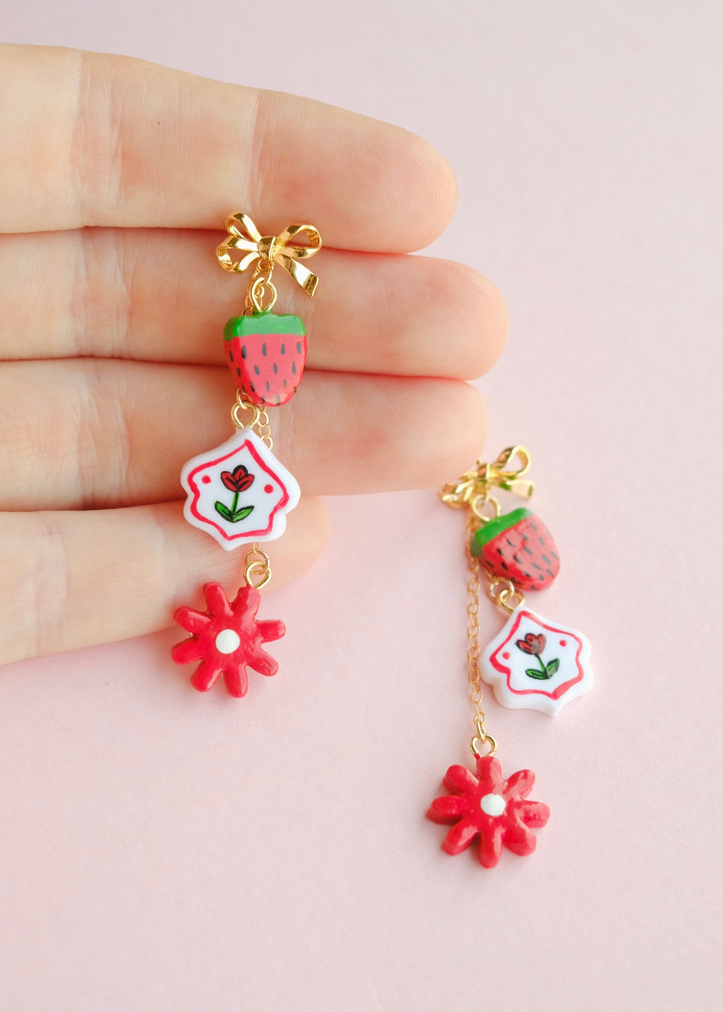 Strawberry Charm Dangle Earrings