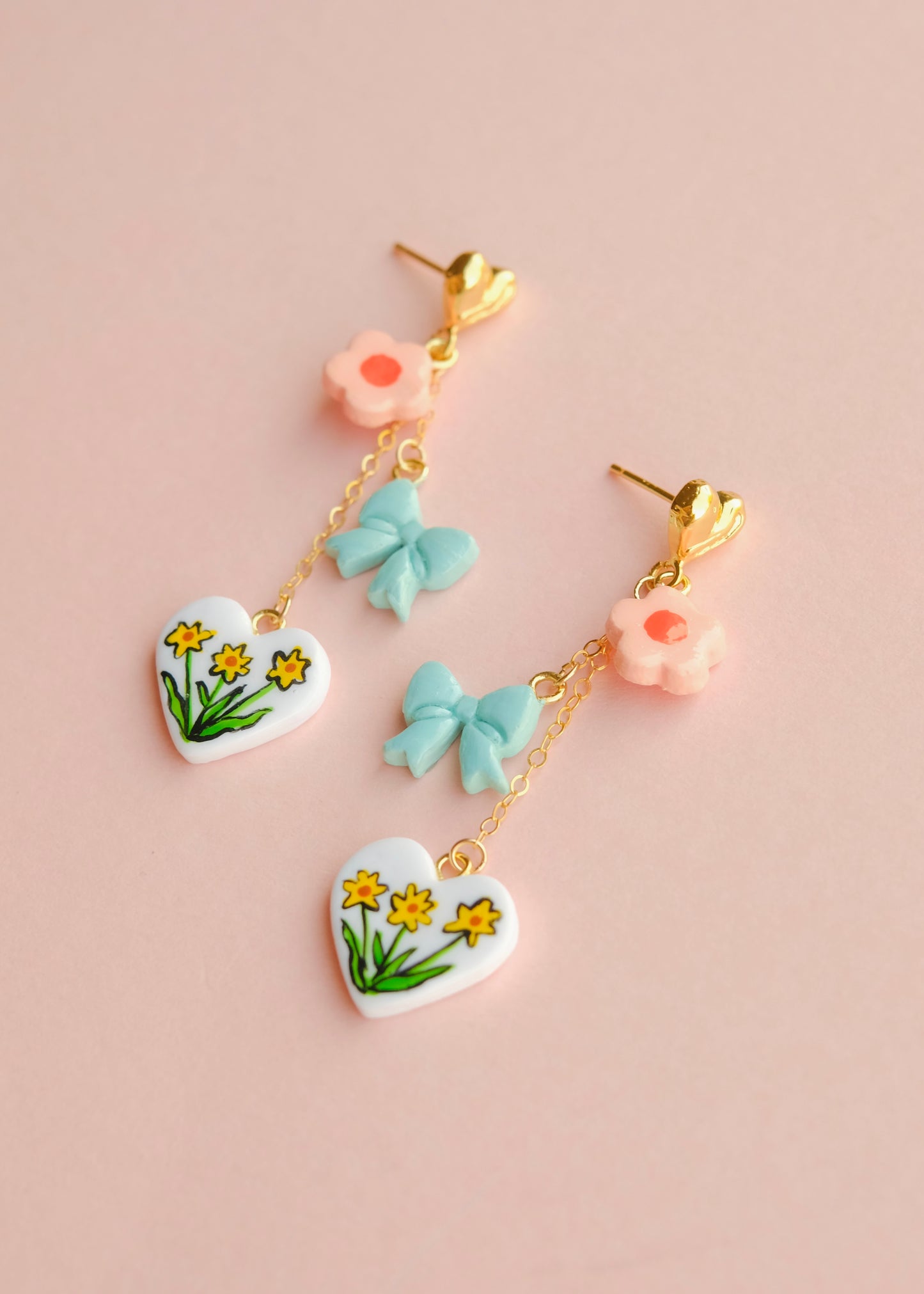 Daffodil Charm Dangle Earrings