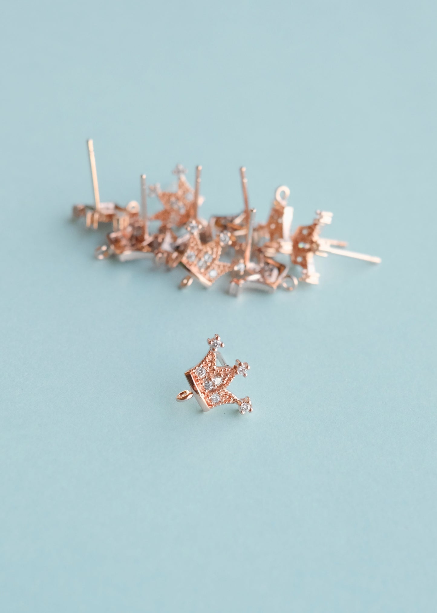 Rose Gold Crown Tiara Connector Studs S.H.