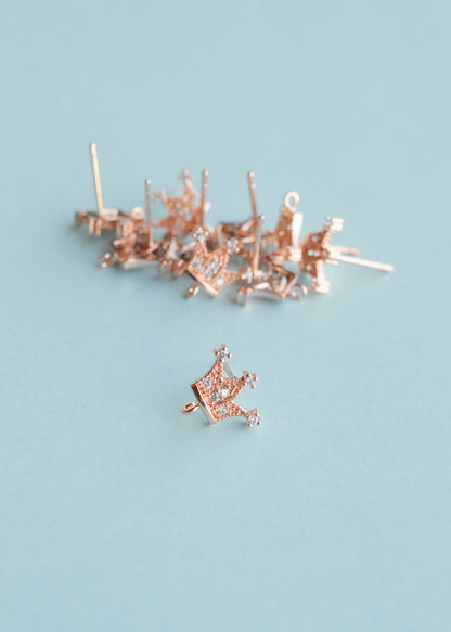 Rose Gold Crown Tiara Connector Studs S.H.