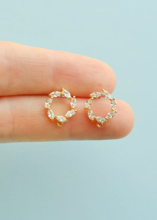 Zirconia Wreath Connector Studs S.H.