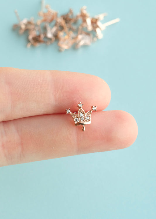 Rose Gold Crown Tiara Connector Studs S.H.
