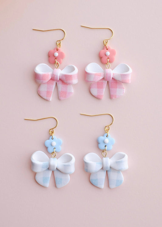 Gingham Bow Earrings