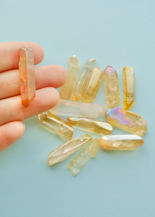 Champagne Aura Quartz Crystal Beads S.H.