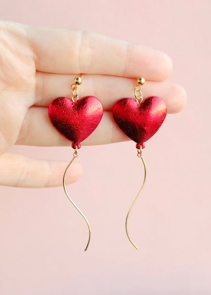 Foil Heart Balloon Earrings