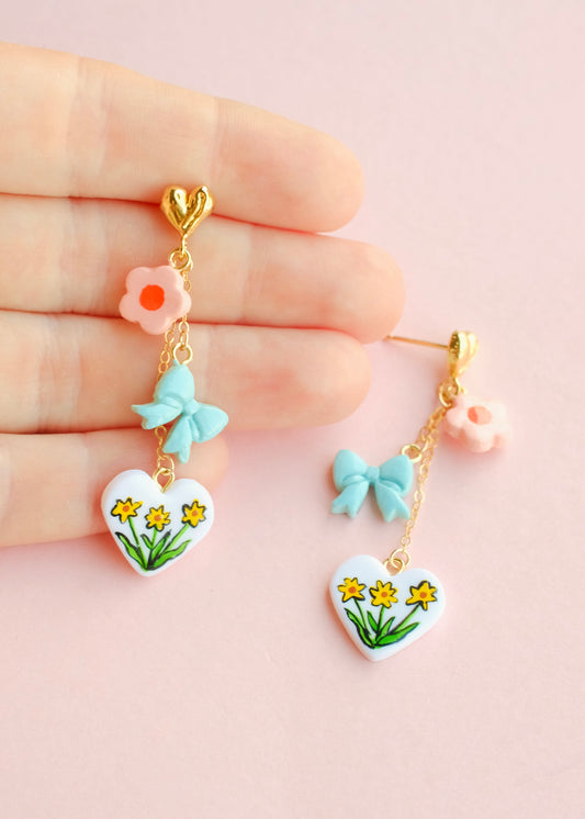 Daffodil Charm Dangle Earrings