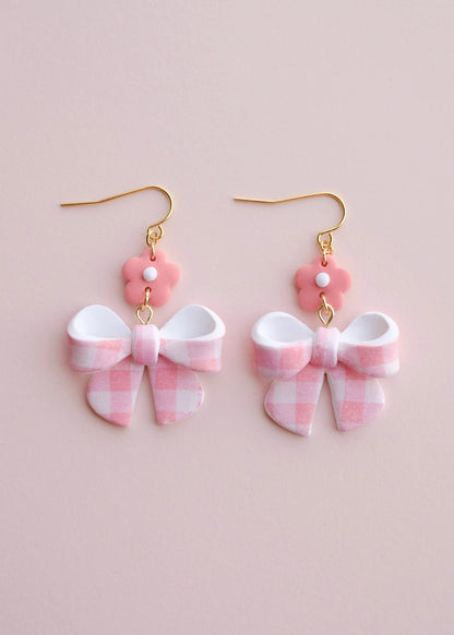 Gingham Bow Earrings
