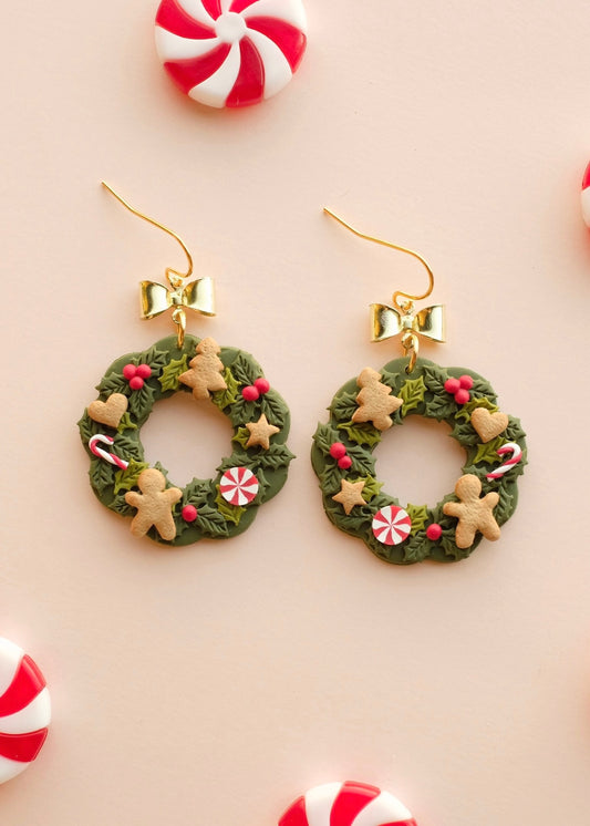 Gingerbread Wreath Earrings