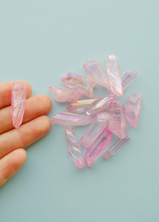 Pink Aura Quartz Crystal Beads S.H.