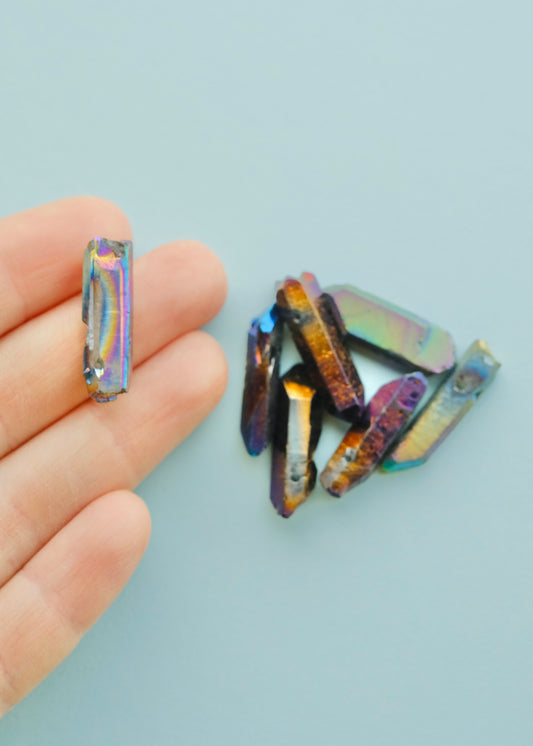 Rainbow Aura Quartz Crystal Beads S.H.