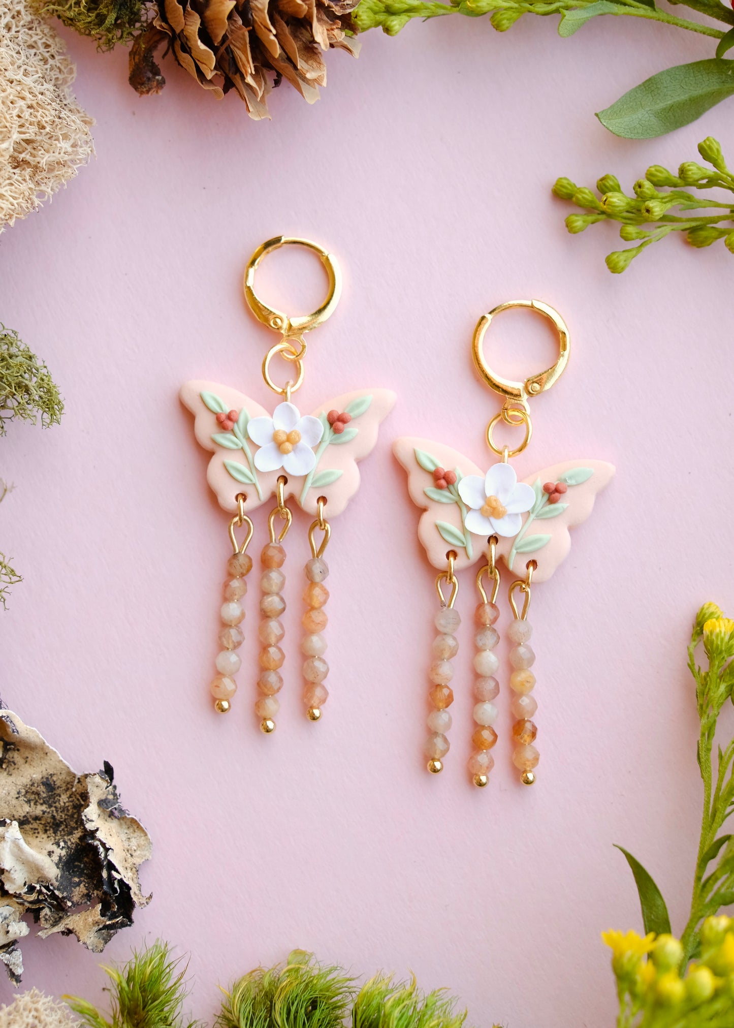 Earthy Beaded Butterfly Earrings ⋆LOW STOCK⋆