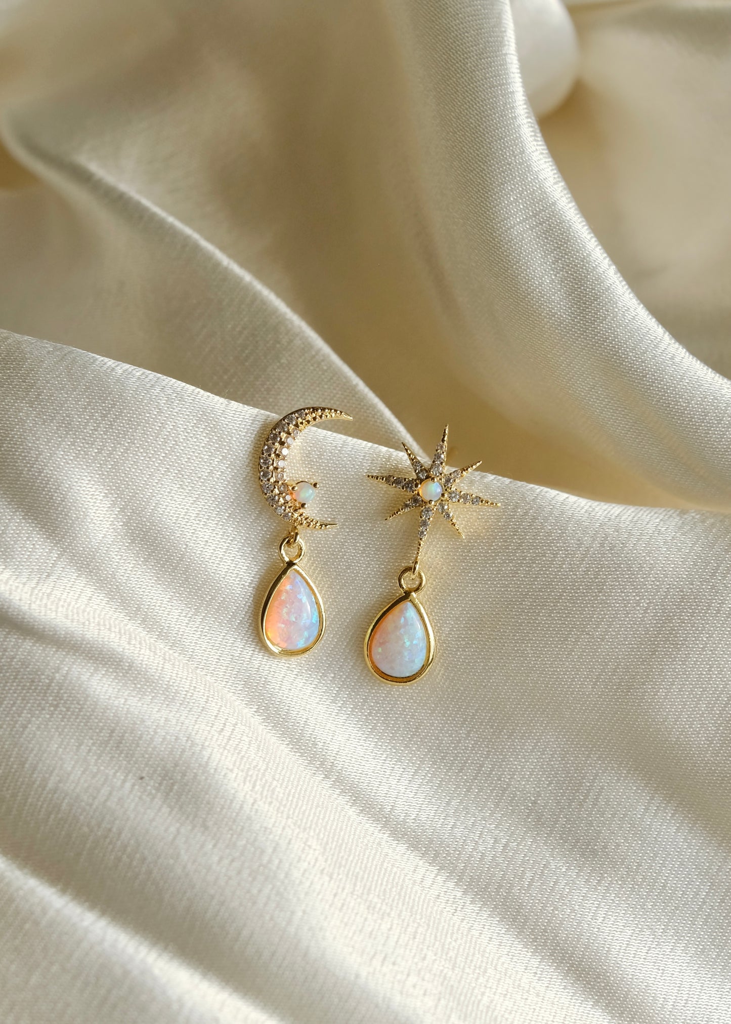 Opal Moon & Star Earrings