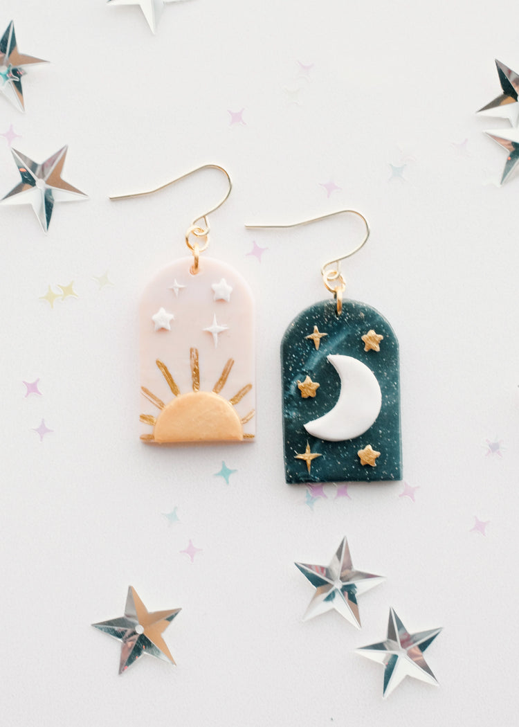 Whimsical polymer clay gold jewelry and goods for sale | Handmade and curated in Phoenix, Arizona by Meghan | Cottage core aesthetic jewelry