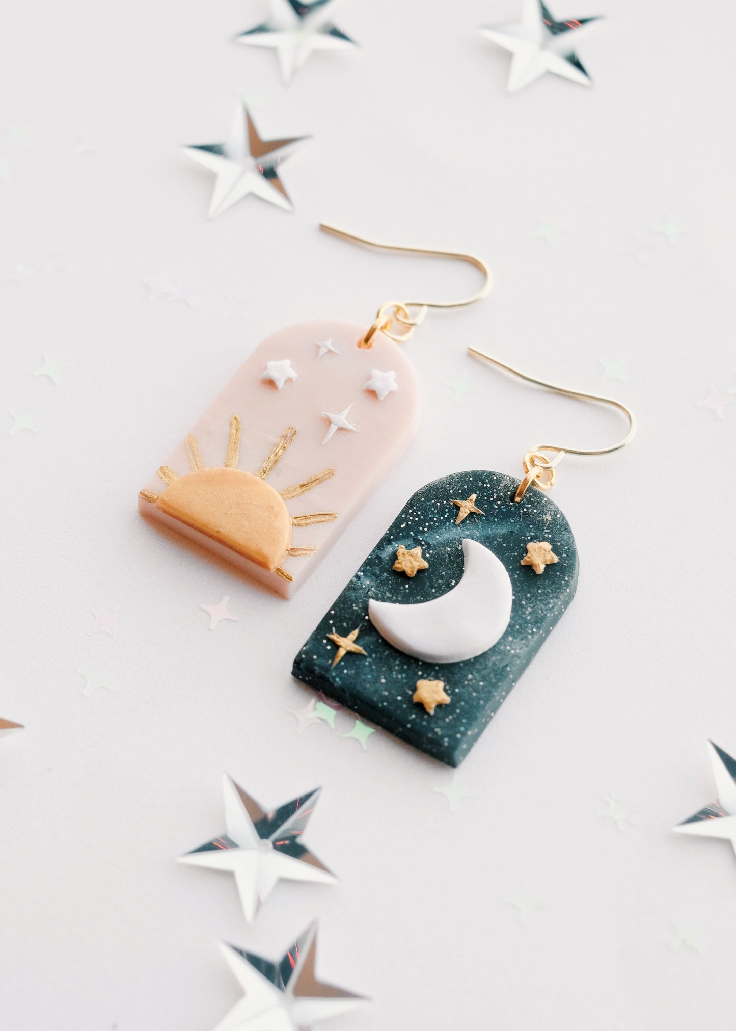 Whimsical polymer clay gold jewelry and goods for sale | Handmade and curated in Phoenix, Arizona by Meghan | Cottage core aesthetic jewelry